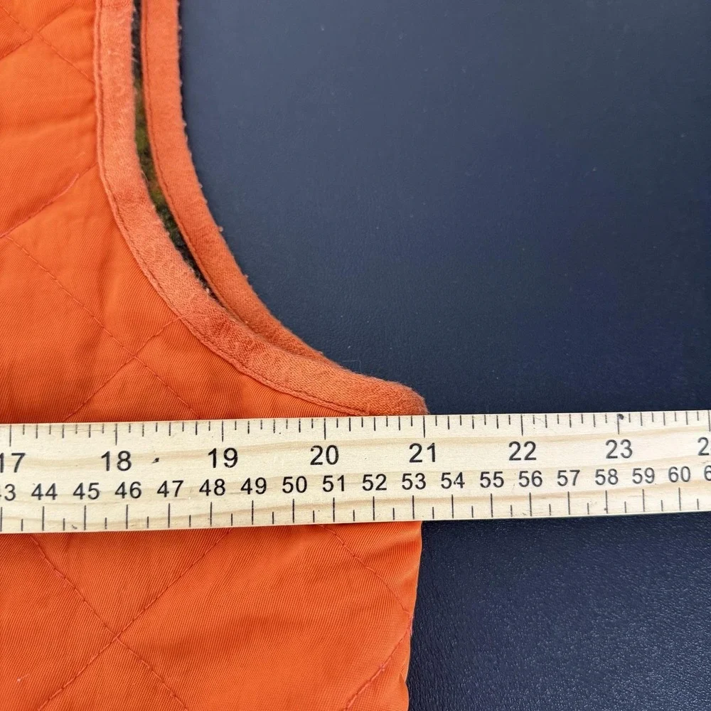 Banana Republic Vest Mens Small Orange Quilted Wool Lined Full Zip Outdoor